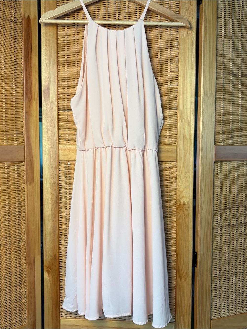 Lush Pale Blush Strapless Halter Midi Dress sz M